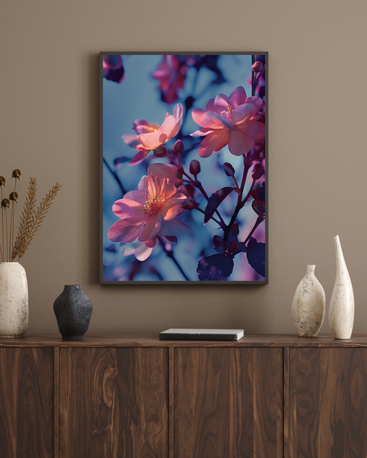 Zacht licht tussen blauw, paars en roze - Fine art print